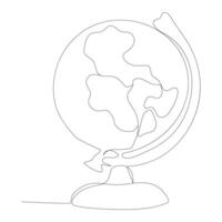 Continuous line art of Globe Geography. vector