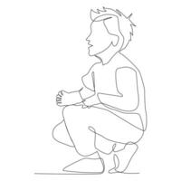 Minimalist line drawing of child, continuous line art, simplicity and elegance, black lines on white background, child line art. vector