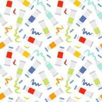 Seamless pattern with cartoon paint tubes in flat style. Drawing tools isolated on white background. vector
