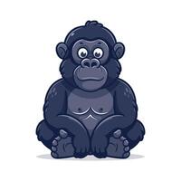 Happy cute cartoon style Gorilla character illustration in flat color design on white background. vector