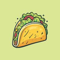 Realistic Mexican Taco with ground beef, lettuce, diced tomato and onion stuffing, top food element isolated on white background. vector