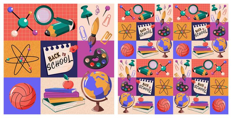 Seamless, geometric pattern Back to school, poster, cover, postcard. Concept of primary and secondary education.