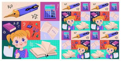 Seamless, geometric pattern Back to school. Concept of primary and secondary education. vector