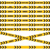 Restricted or construction area tape design with different text and blank space. Do not enter seamless sign with black and yellow colors. crime scene restriction tape for police. vector