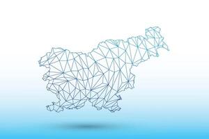 Slovenia map of blue color geometric connected lines using triangles vector