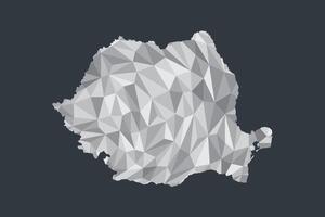 Low poly Romania map of white color geometric shapes or triangles vector