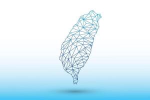 Taiwan map of blue color geometric connected lines using triangles vector