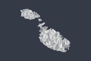 Low poly Malta map of white color geometric shapes or triangles vector