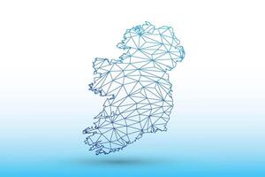 Ireland map of blue color geometric connected lines using triangles vector