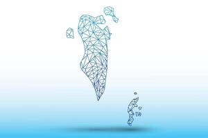 Bahrain map of blue color geometric connected lines using triangles vector