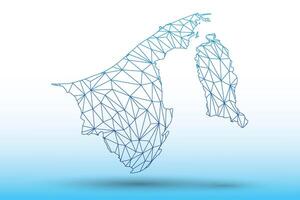 Brunei map of blue color geometric connected lines using triangles vector
