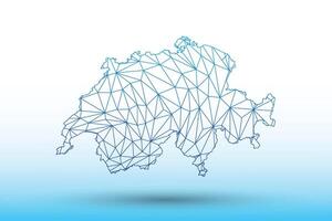 Switzerland map of blue color geometric connected lines using triangles vector