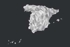Low poly Spain map of white color geometric shapes or triangles vector