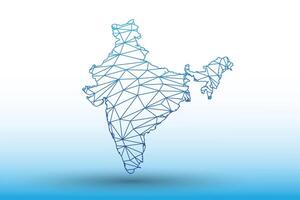 India map of blue color geometric connected lines using triangles vector
