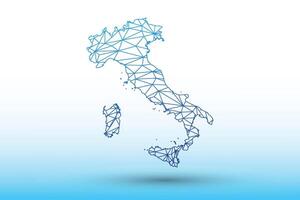 Italy map of blue color geometric connected lines using triangles vector