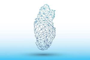 Qatar map of blue color geometric connected lines using triangles vector