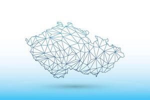 Czech Republic map of blue color geometric connected lines using triangles vector