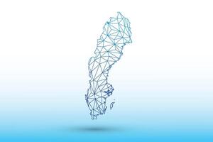 Sweden map of blue color geometric connected lines using triangles vector