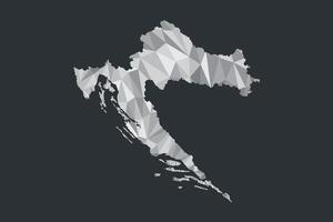 Low poly Croatia map of white color geometric shapes or triangles vector