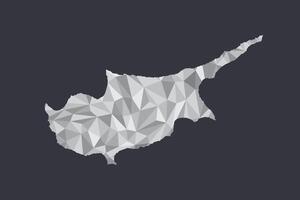 Low poly Cyprus map of white color geometric shapes or triangles vector