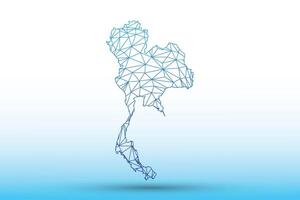 Thailand map of blue color geometric connected lines using triangles vector