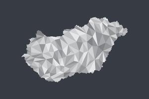 Low poly Hungary map of white color geometric shapes or triangles vector