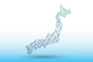 Japan map of blue color geometric connected lines using triangles vector