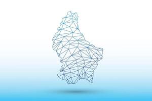 Luxembourg map of blue color geometric connected lines using triangles vector