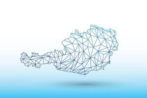 Austria map of blue color geometric connected lines using triangles vector
