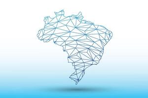 Brazil map of blue color geometric connected lines using triangles vector