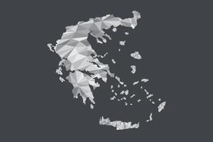 Low poly Greece map of white color geometric shapes or triangles vector
