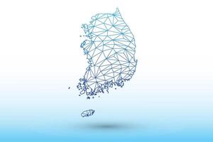 South Korea map of blue color geometric connected lines using triangles vector