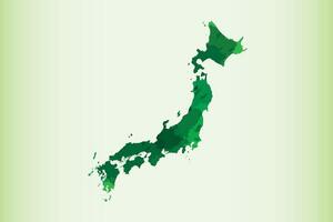 Japan watercolor map in green color on light background using paint brush vector