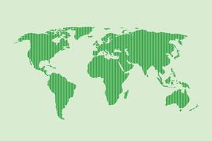 World map illustration using green color vertical lines or pipes vector
