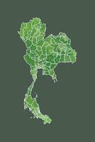 Thailand watercolor map of green color with border lines of different provinces vector