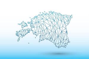 Estonia map of blue color geometric connected lines using triangles vector