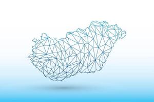 Hungary map of blue color geometric connected lines using triangles vector