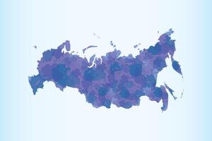 Russia watercolor map illustration in violet color on light background using ink spray vector