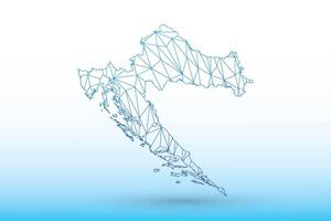 Croatia map of blue color geometric connected lines using triangles vector