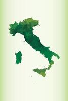 Italy watercolor map in green color on light background using paint brush on paper page vector
