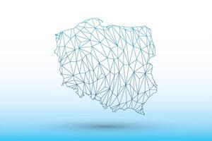 Poland map of blue color geometric connected lines using triangles vector