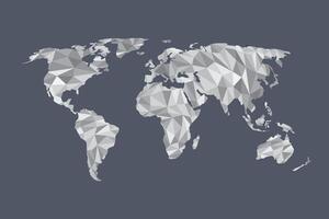 Low poly world map of white color geometric shapes or triangles vector