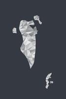 Low poly Bahrain map of white color geometric shapes or triangles vector