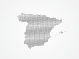 Spain map illustration using binary digits vector