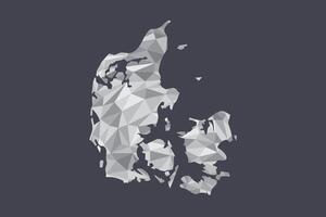 Low poly Denmark map of white color geometric shapes or triangles vector