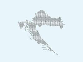 Croatia map illustration using binary digits vector