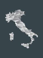 White color Italy low poly map with geometric shapes or triangles vector