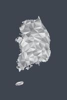 Low poly South Korea map of white color geometric shapes or triangles vector