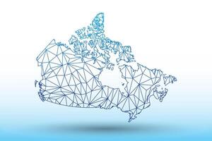 Canada map of blue color geometric connected lines using triangles vector