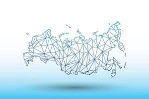 Russia map of blue color geometric connected lines using triangles vector